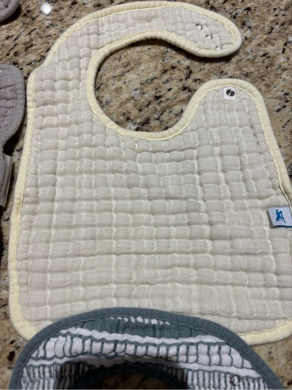Assorted Quilted Baby Bibs - Olive, Cream, Gray, White Prints little unicorn